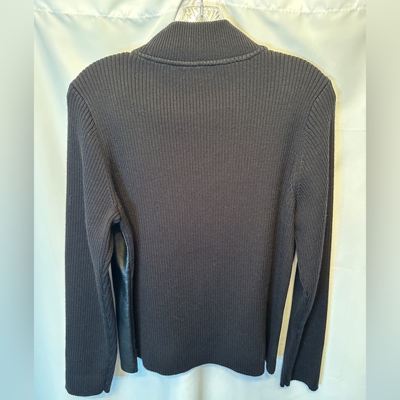 Vintage Pendleton Women’s Size M Leather Merino Wool Knit Jacket Black Zip Front - Picture 10 of 10